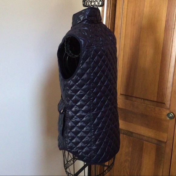 J Crew Navy Patent Down Filled vest, XS - Picture 5 of 8